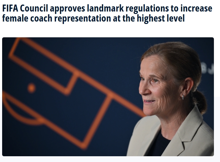 必一运动官网-FIFA官方：旗下所有女足赛事的参赛球队 必须至少配备1名女性教练